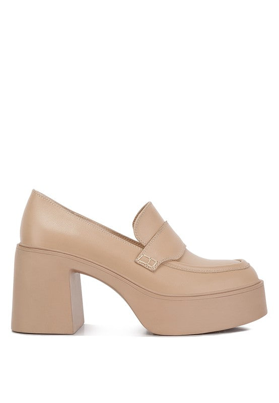 Elspeth Heeled Platform Leather Loafers