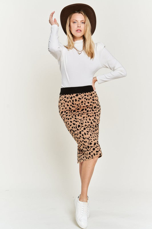 Feisty Animal Print Sweater Skirt