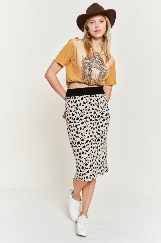 Feisty Animal Print Sweater Skirt