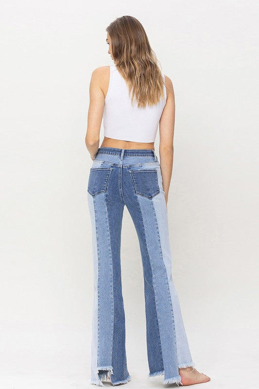 Nyla High Rise Relaxed Flare With Uneven Raw Hem