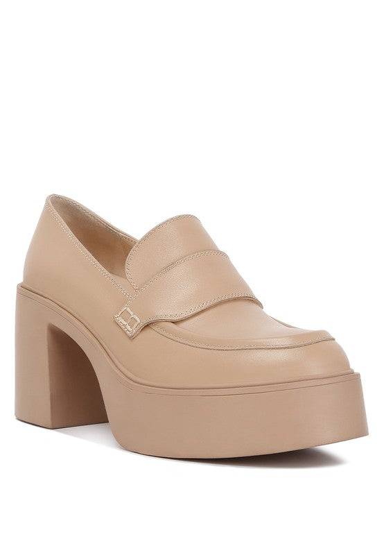 Elspeth Heeled Platform Leather Loafers