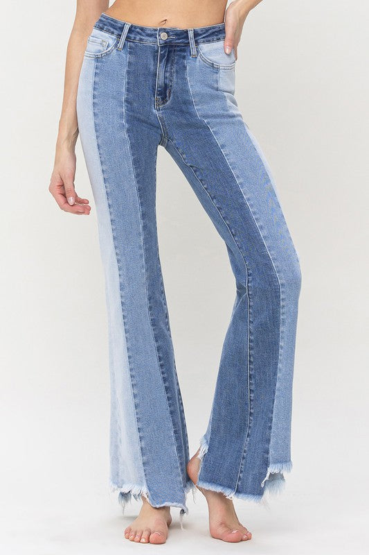 Nyla High Rise Relaxed Flare With Uneven Raw Hem