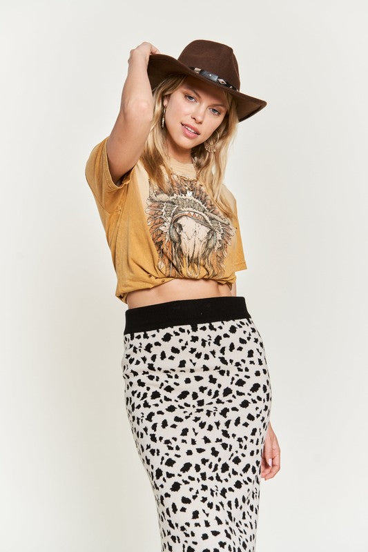 Feisty Animal Print Sweater Skirt