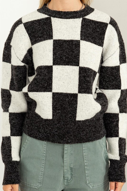 Weekend Chills Checkered Sweater