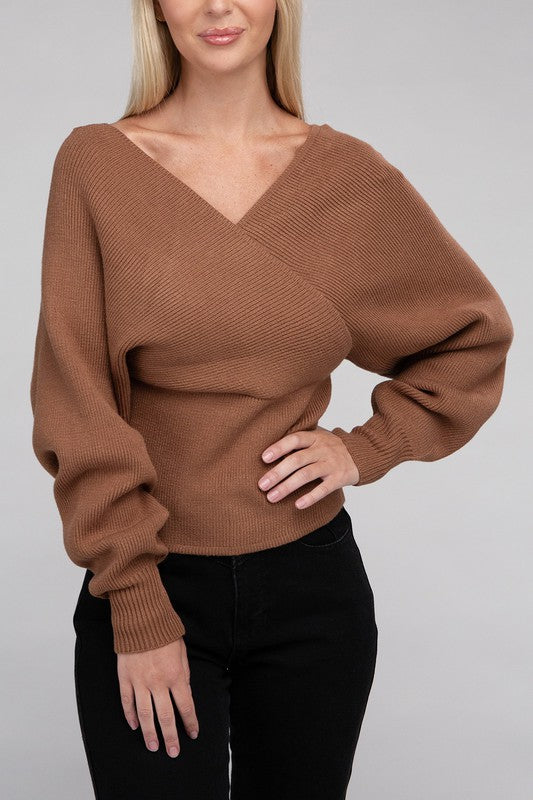 Cleo Viscose Cross Wrap Pullover Sweater