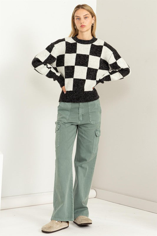 Weekend Chills Checkered Sweater