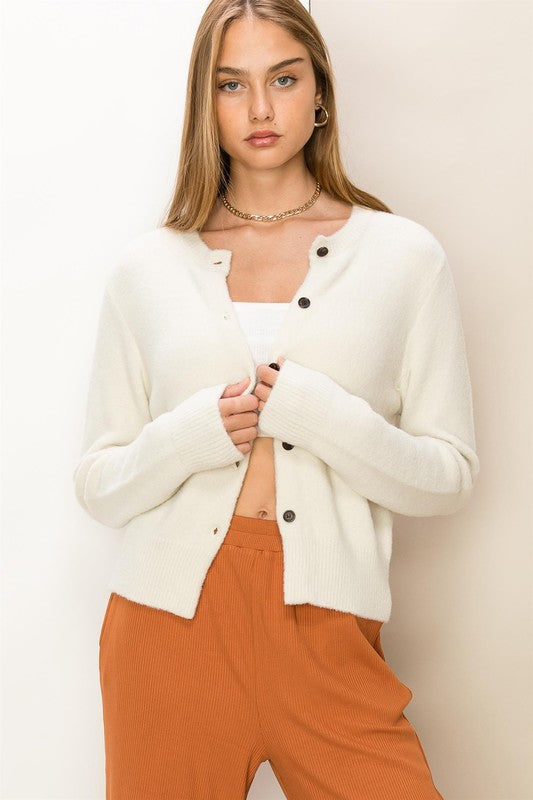 Charlotte Button-Front Cardigan Sweater