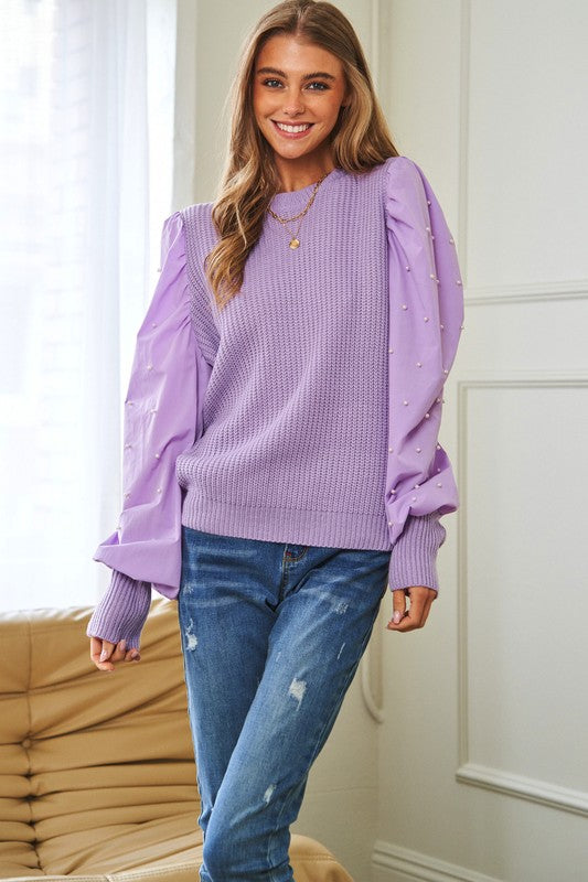 Elena Contrast Sleeves Sweater