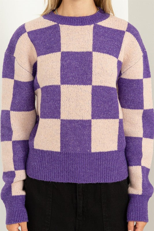 Weekend Chills Checkered Sweater