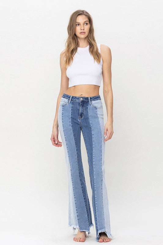 Nyla High Rise Relaxed Flare With Uneven Raw Hem