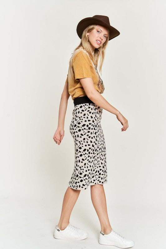 Feisty Animal Print Sweater Skirt