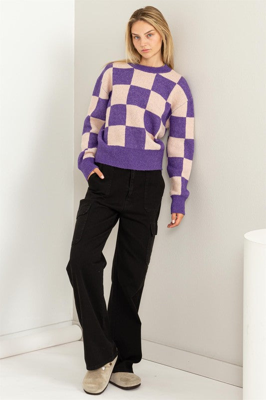 Weekend Chills Checkered Sweater