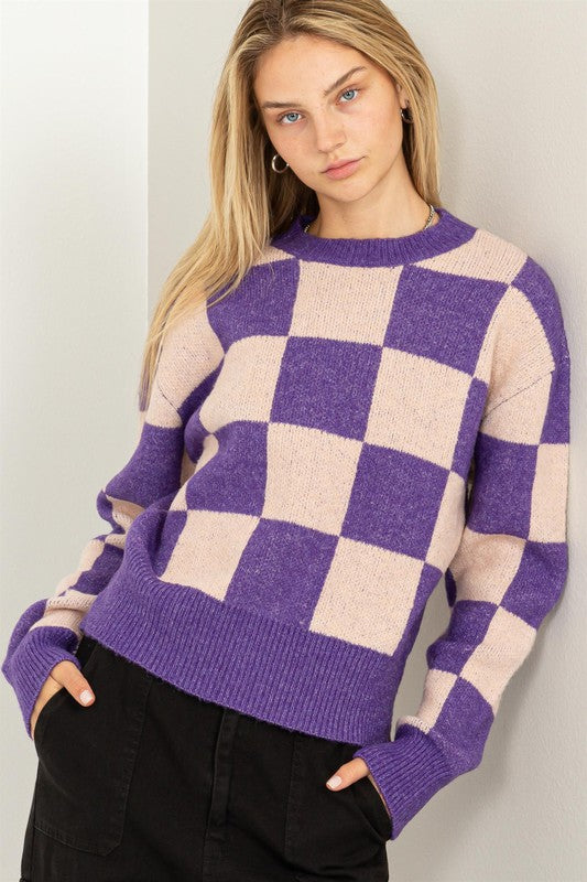 Weekend Chills Checkered Sweater