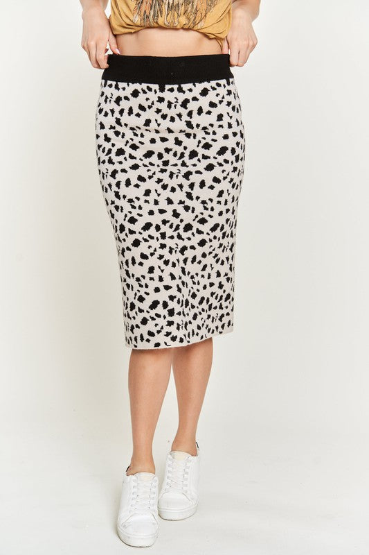 Feisty Animal Print Sweater Skirt