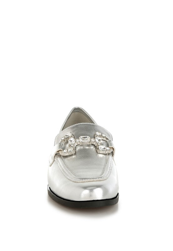 Dendron Diamante Horsebit Metallic Loafers