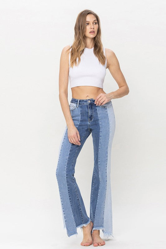 Nyla High Rise Relaxed Flare With Uneven Raw Hem