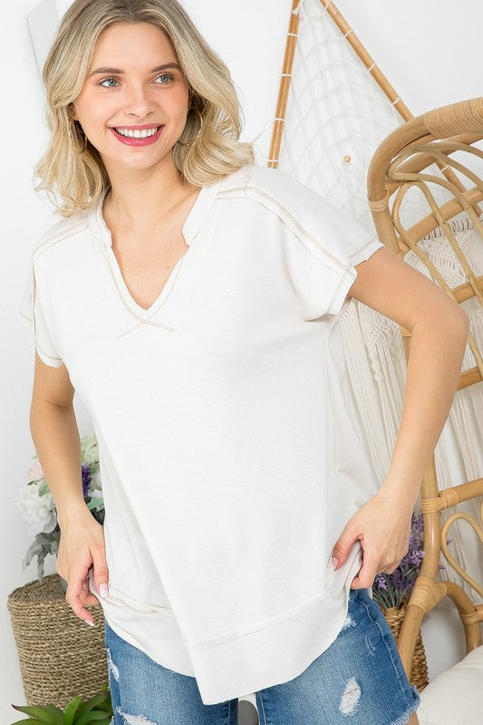 PLUS TERRY SOLID CASUAL TOP