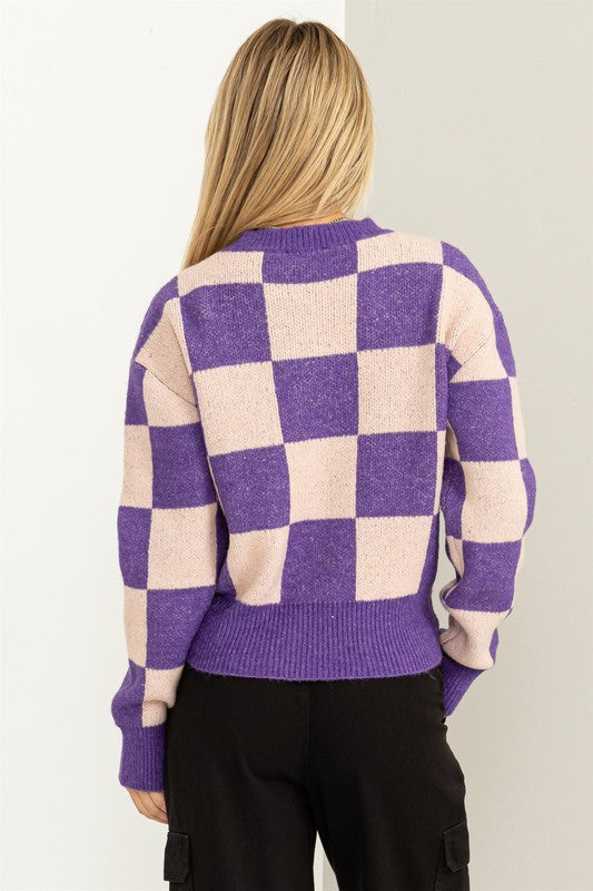 Weekend Chills Checkered Sweater