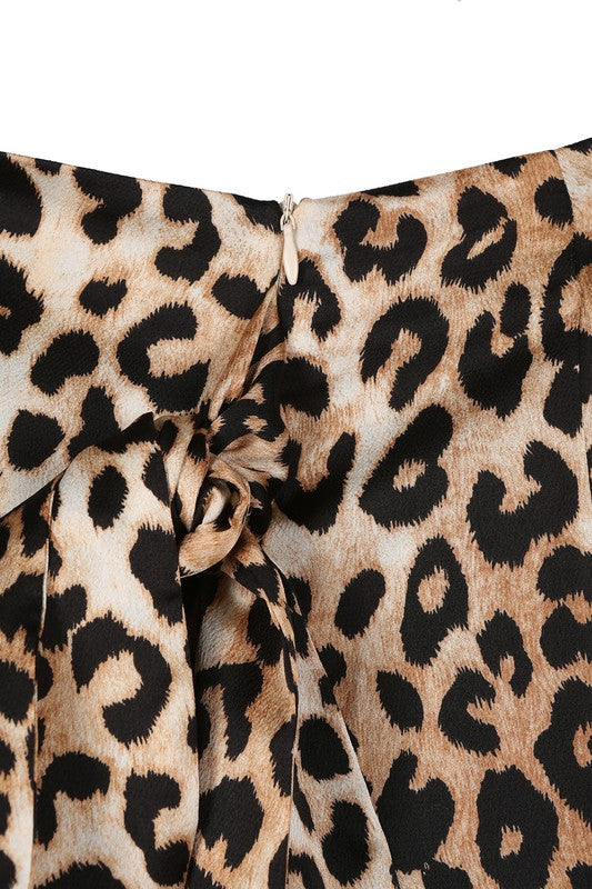 Skyler Satin leopard tie skirt