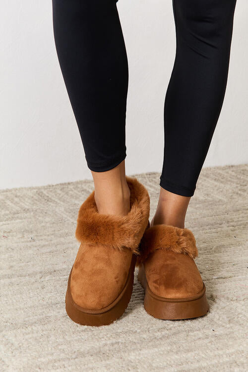 Furry Chunky Platform Ankle Boots