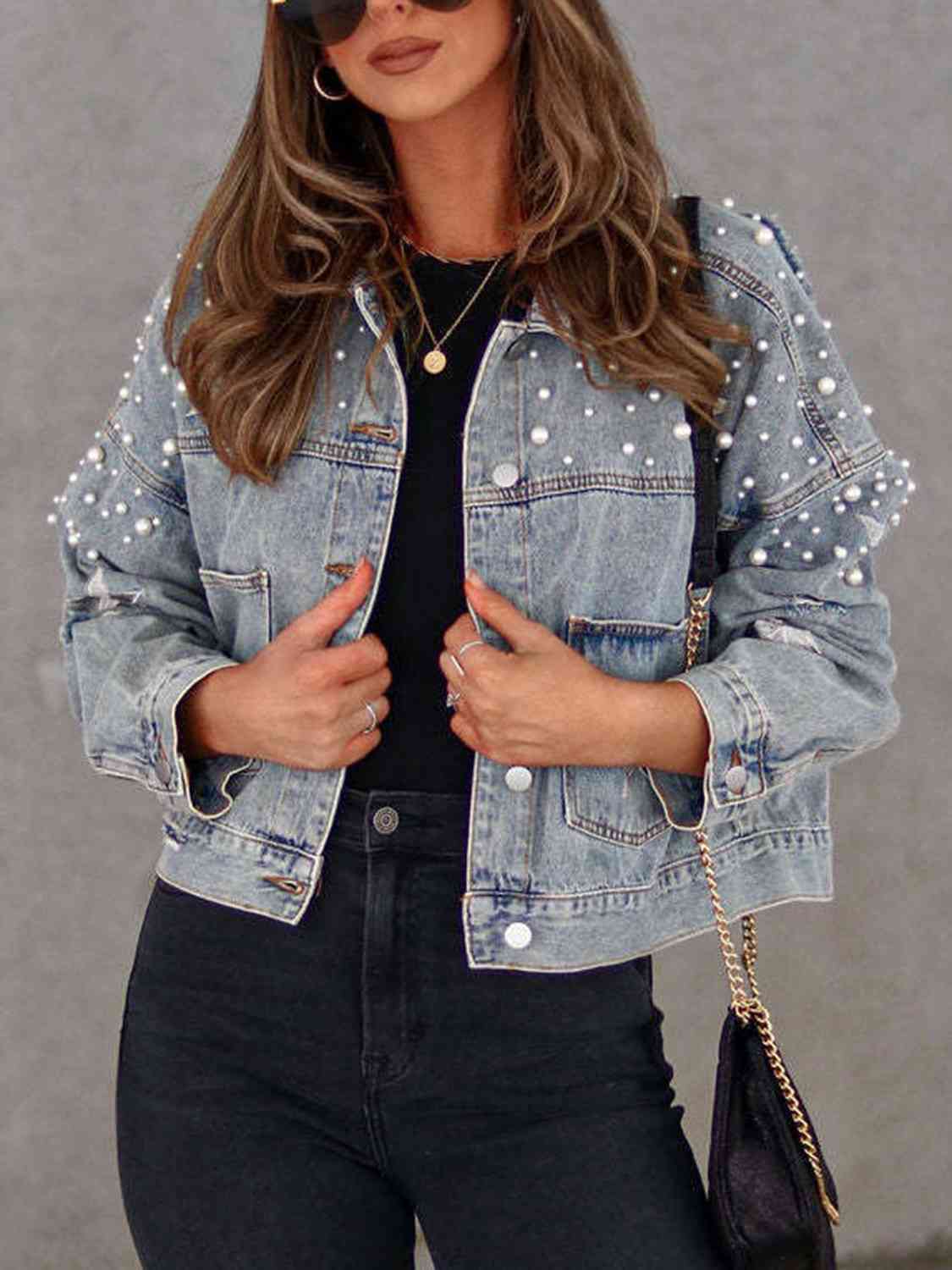 Jalen Denim Jacket with Pearls