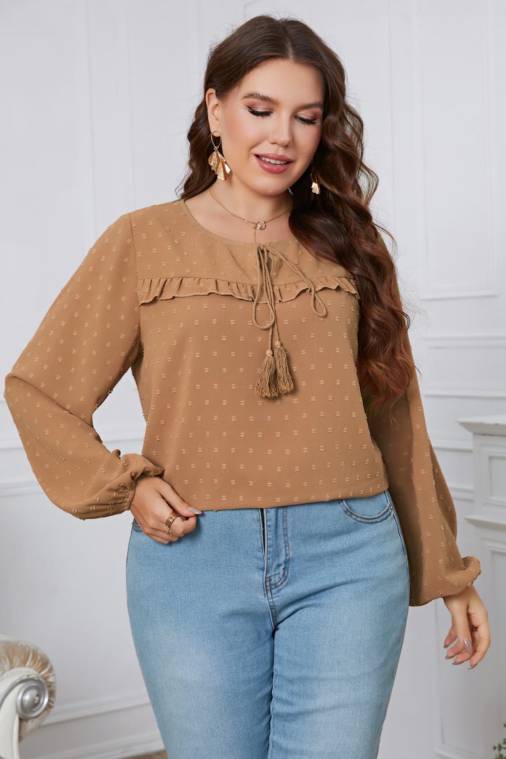 Melo Plus Size Swiss Dot Blouse