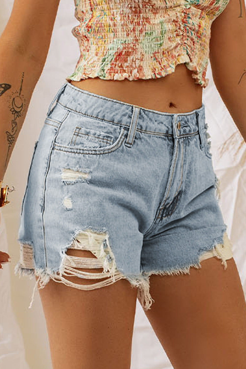 Jessica Distressed Denim Shorts