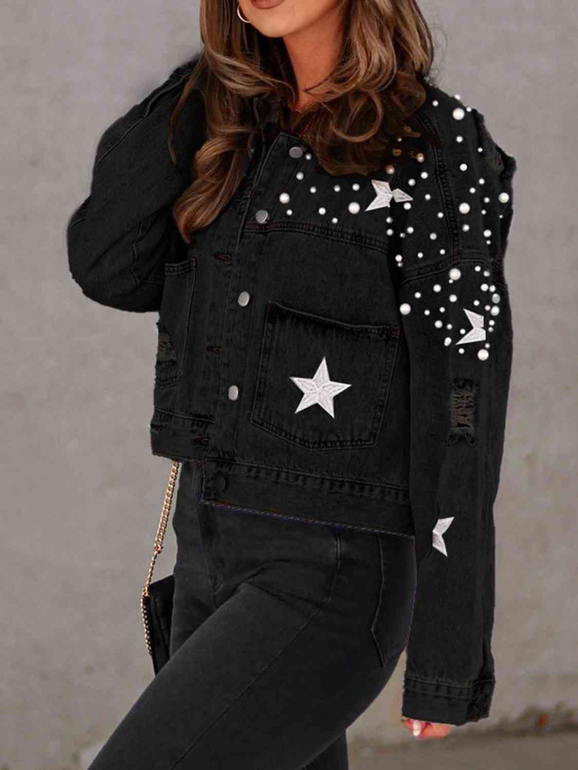 Jalen Denim Jacket with Pearls