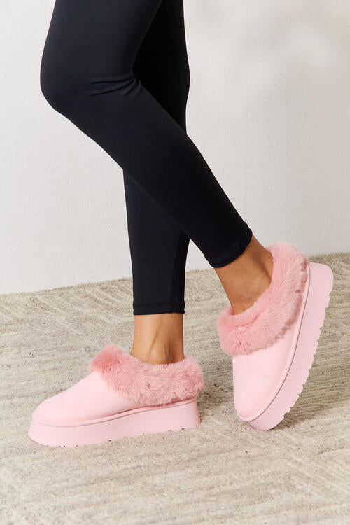 Furry Chunky Platform Ankle Boots