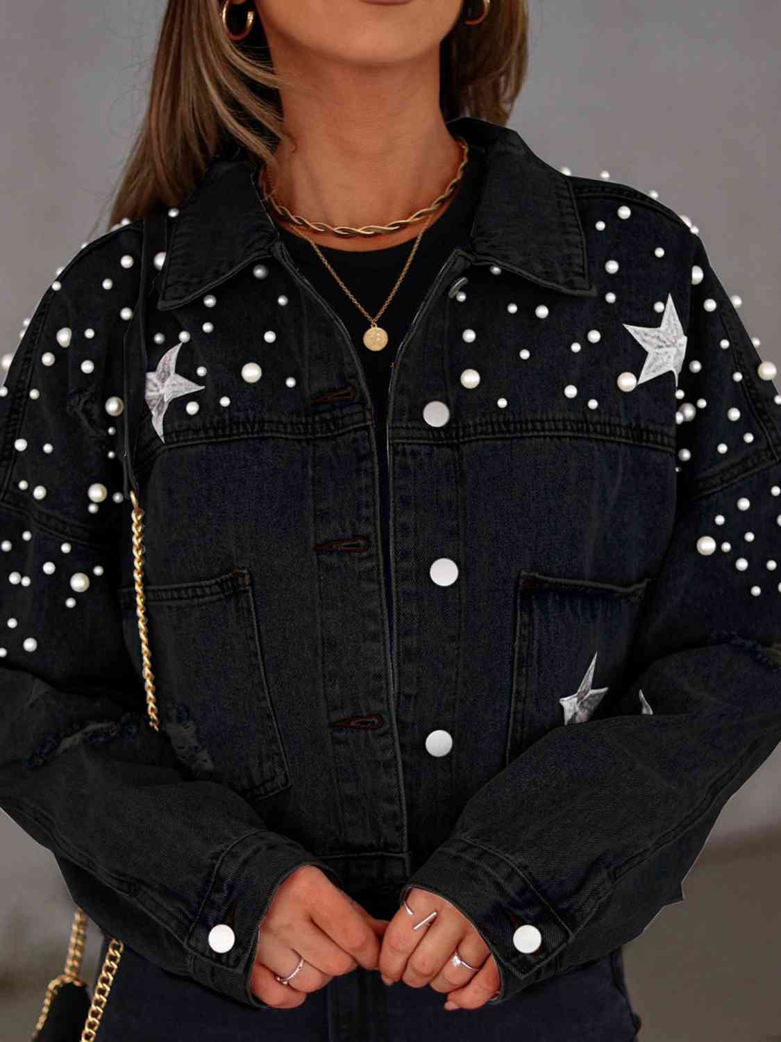 Jalen Denim Jacket with Pearls