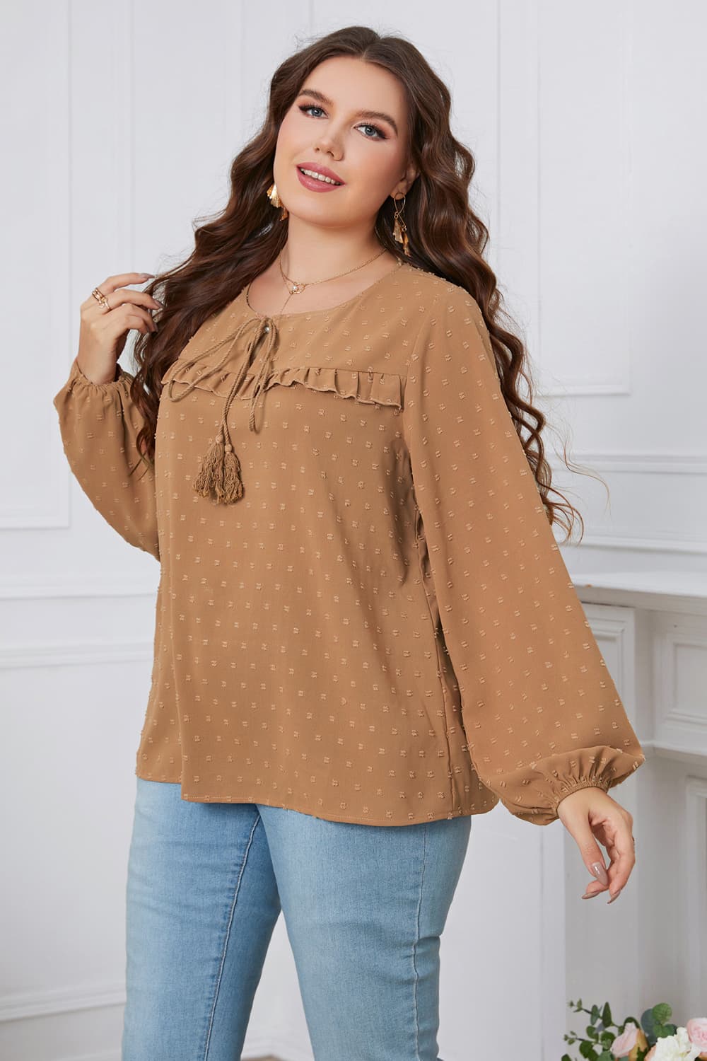 Melo Plus Size Swiss Dot Blouse