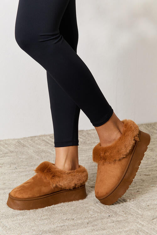 Furry Chunky Platform Ankle Boots