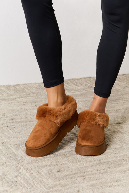 Furry Chunky Platform Ankle Boots