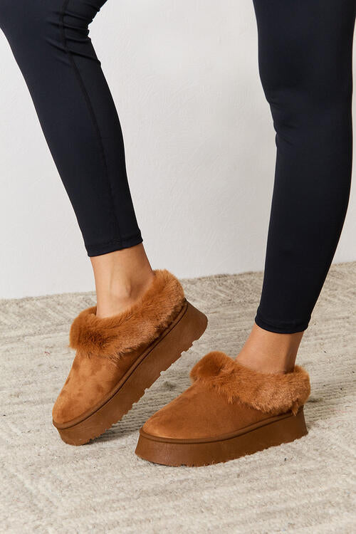 Furry Chunky Platform Ankle Boots