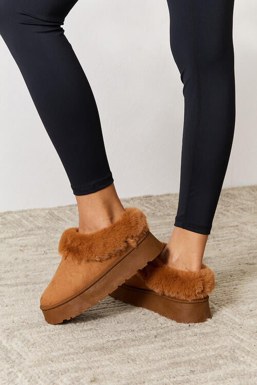 Furry Chunky Platform Ankle Boots